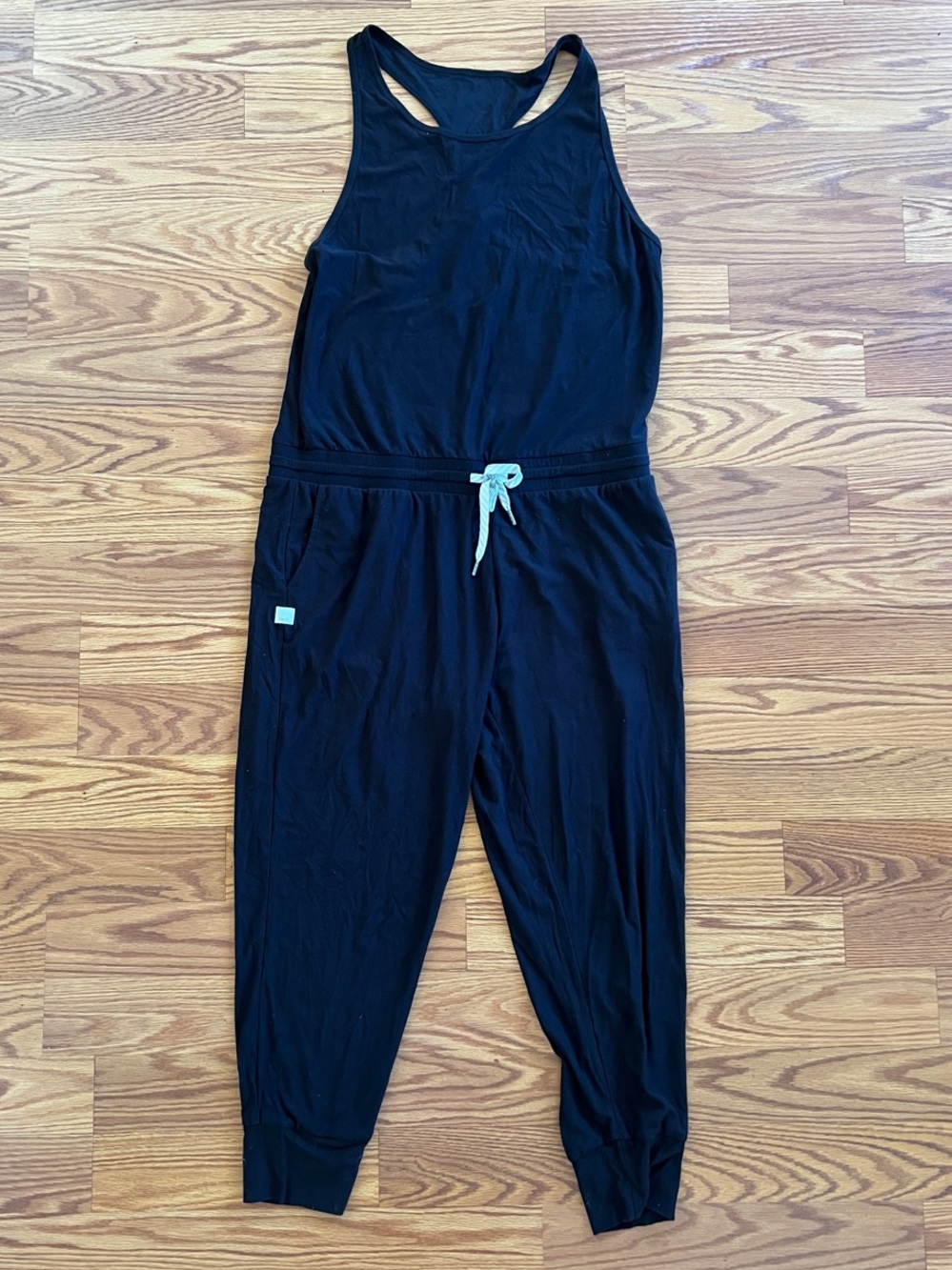 Vuori Black Racerback Jumpsuit with Drawstring Waist